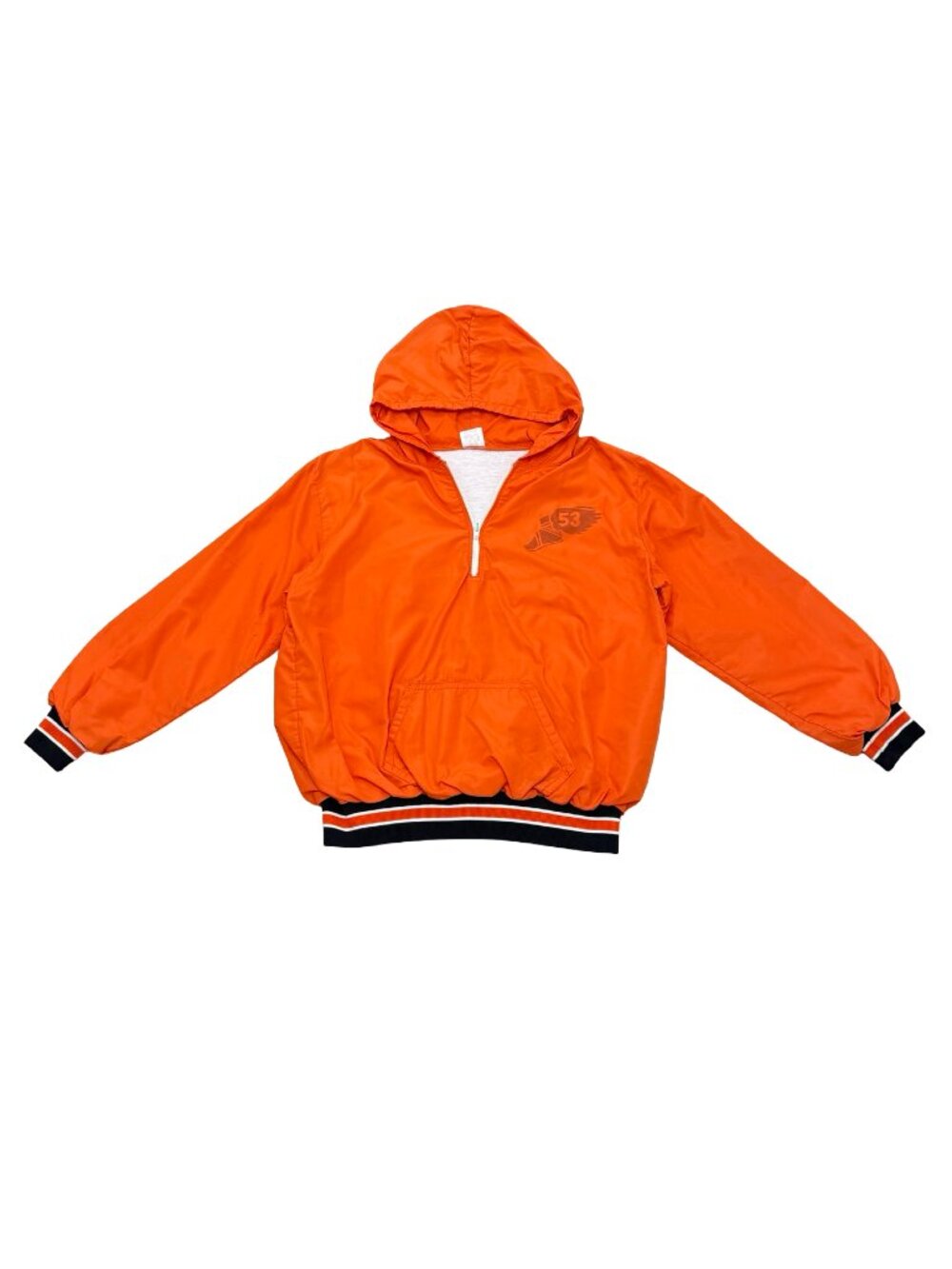 Russell Athletic Bright Orange Hooded Windbreaker with Black Trim